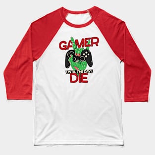 Gamer Until the Day I Die // Funny Zombie Gamer Baseball T-Shirt